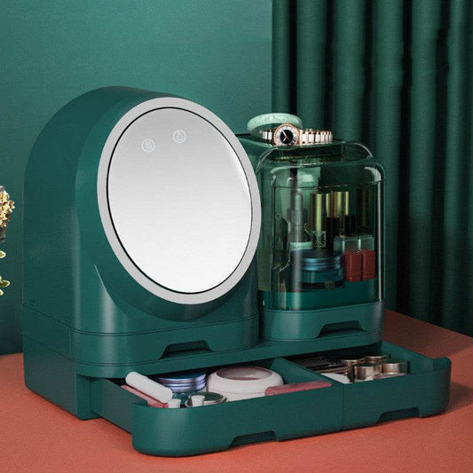 Desktop Makeup Organizer Dustproof With Mirror - Mubimart