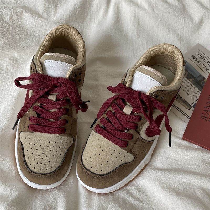 Autumn Love Leather White Shoes Comfort Big Head Bread Casual Sneakers - Mubimart
