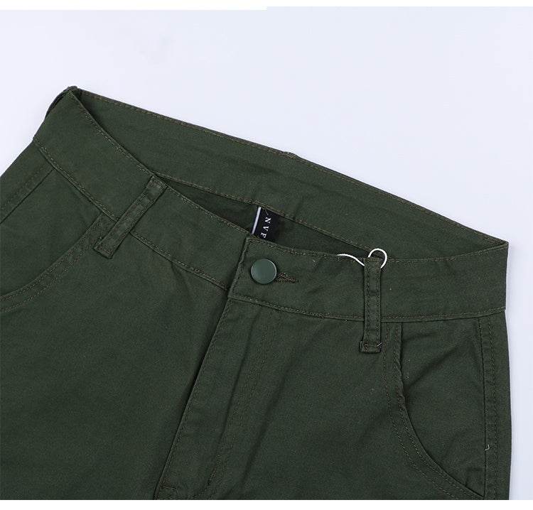 Straight Leg Cargo Pants Women High Waist Casual Baggy Pants - Mubimart