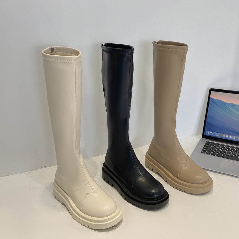 Retro All-match Slim And Tall Boots - Mubimart