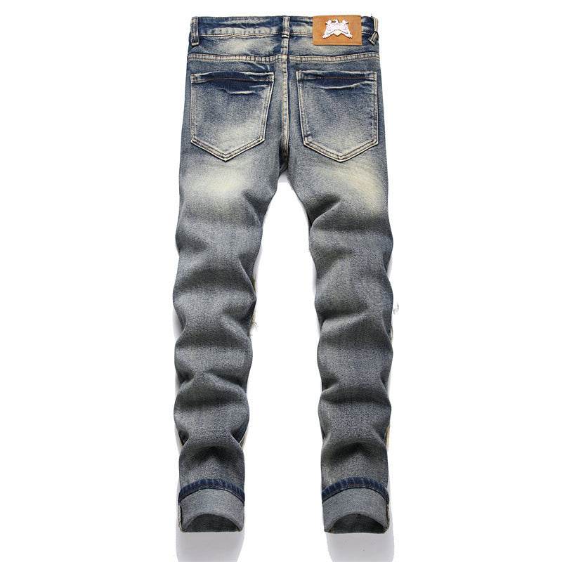 Jeans Patch Retro Blue Slim Fit Men - Mubimart