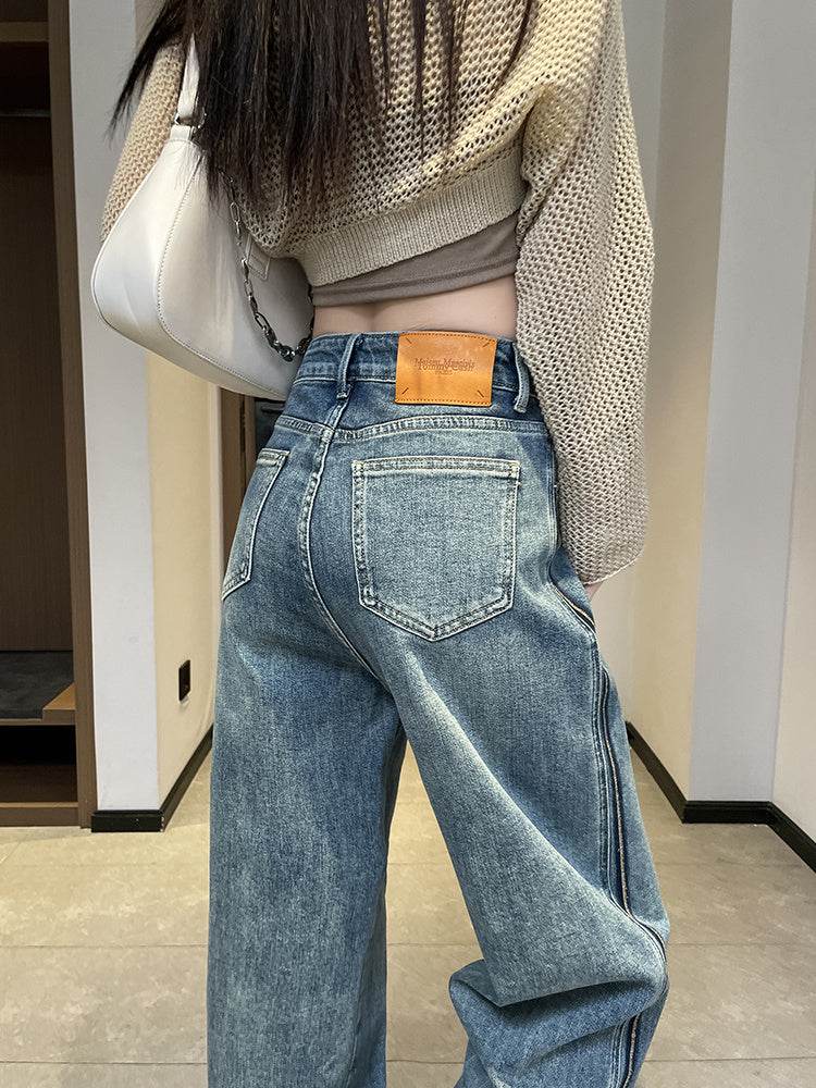 Wide Leg Jeans Women Design Sense High Waist - Mubimart