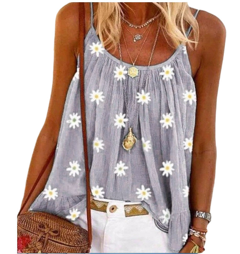 Ladies Daisy Print Camisole Top - Mubimart -  