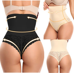 Plastic Bones Lace Women's High-waisted Panties Belly Shaping Plus Size Hip Body-hugging Pants - Mubimart -  