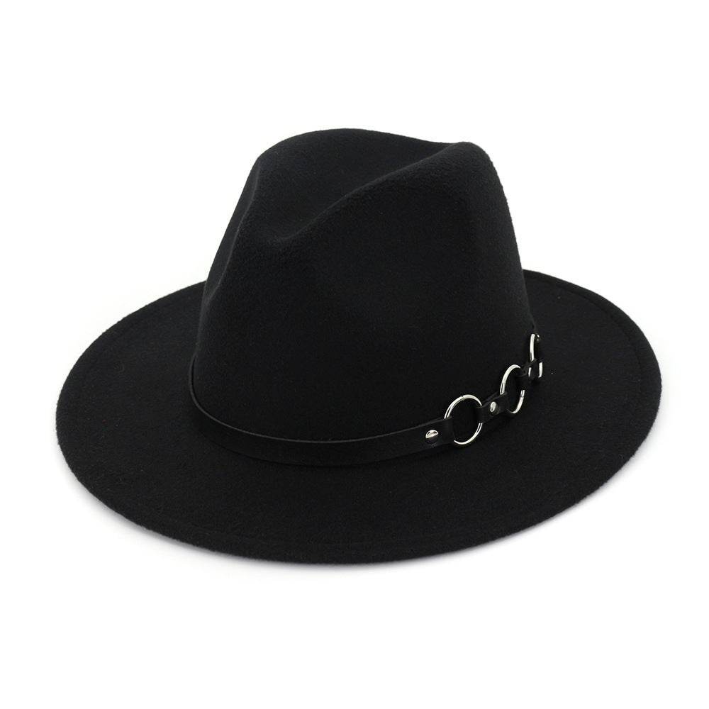 60cm Woolen Hat Gentleman Fedora Hat Flat Brim Big Brim Hat - Mubimart