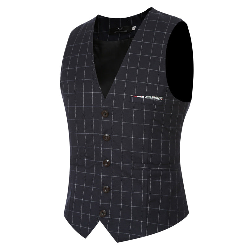 Korean Men's Formal Suit V-necked Vest