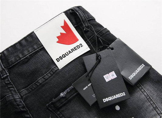 men jeans famous D2 Men slim jeans pants mens denim trousers zipper blue hole Pencil Pants - Mubimart