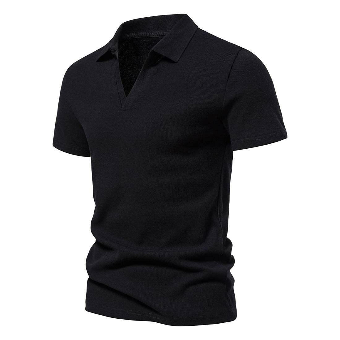 Henley Shirt Men's Short-sleeved T-shirt Henry Collar American Retro Men's Workout Top - Mubimart