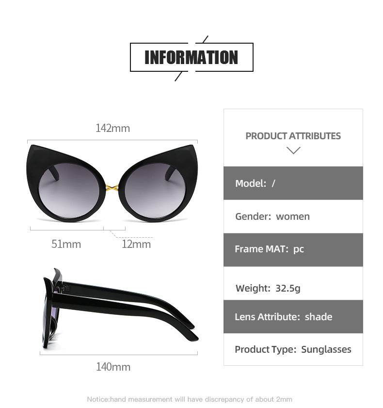 Women's Retro Cat Eye Sunglasses Large Rim Sunglasses - Mubimart