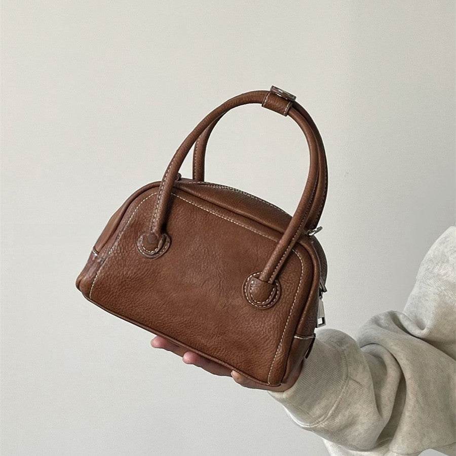 Korean Style Niche Maillard Bowling Versatile Casual Ins Handbag Crossbody Bag Women - Mubimart