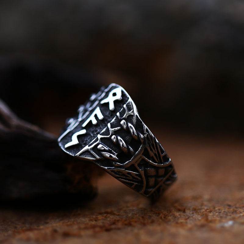 Vintage Stainless Steel Viking Ring Men - Mubimart