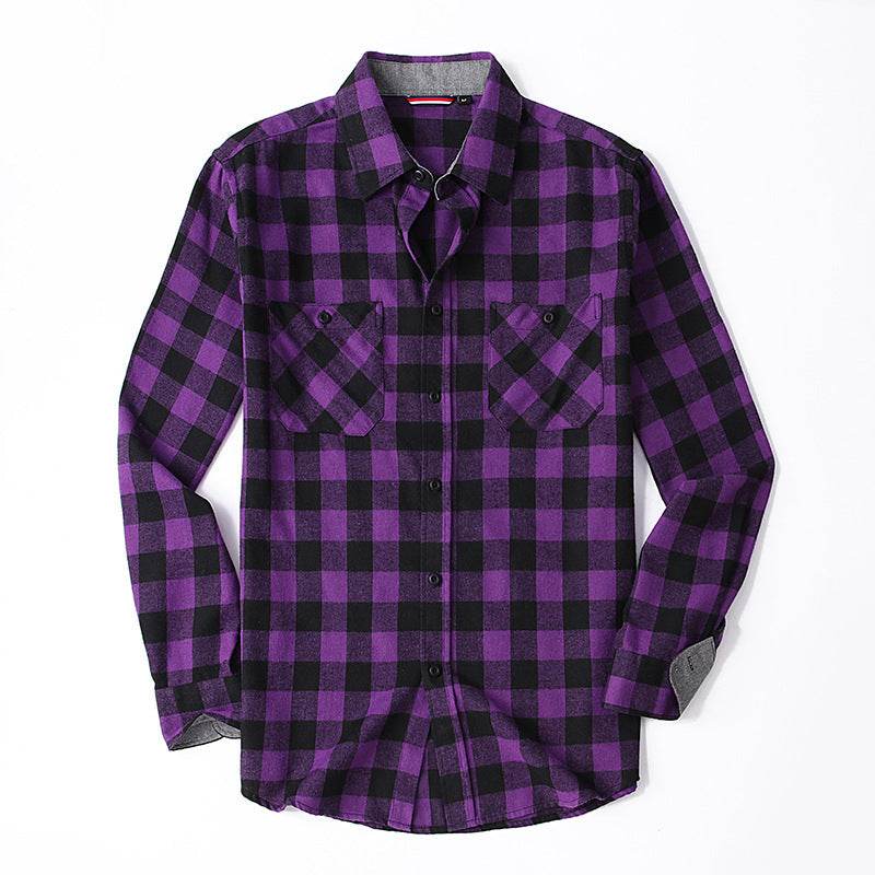 Men's Plaid Flannel Brushed Thermal Shirt - Mubimart