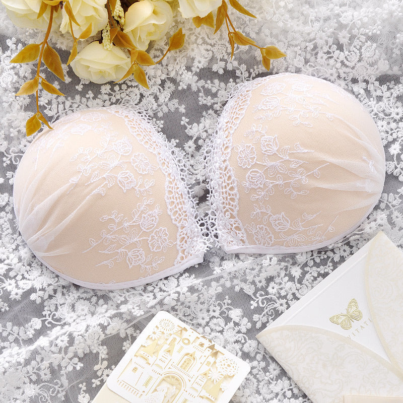 Lace Invisible Bra Patch Embroidered Strapless Silicone Underwear - Mubimart - Strapless bra 