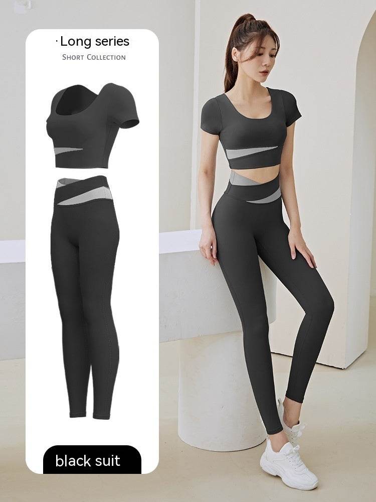 Women's One-piece Chest Pad Top Pants Workout Clothes Suit - Mubimart