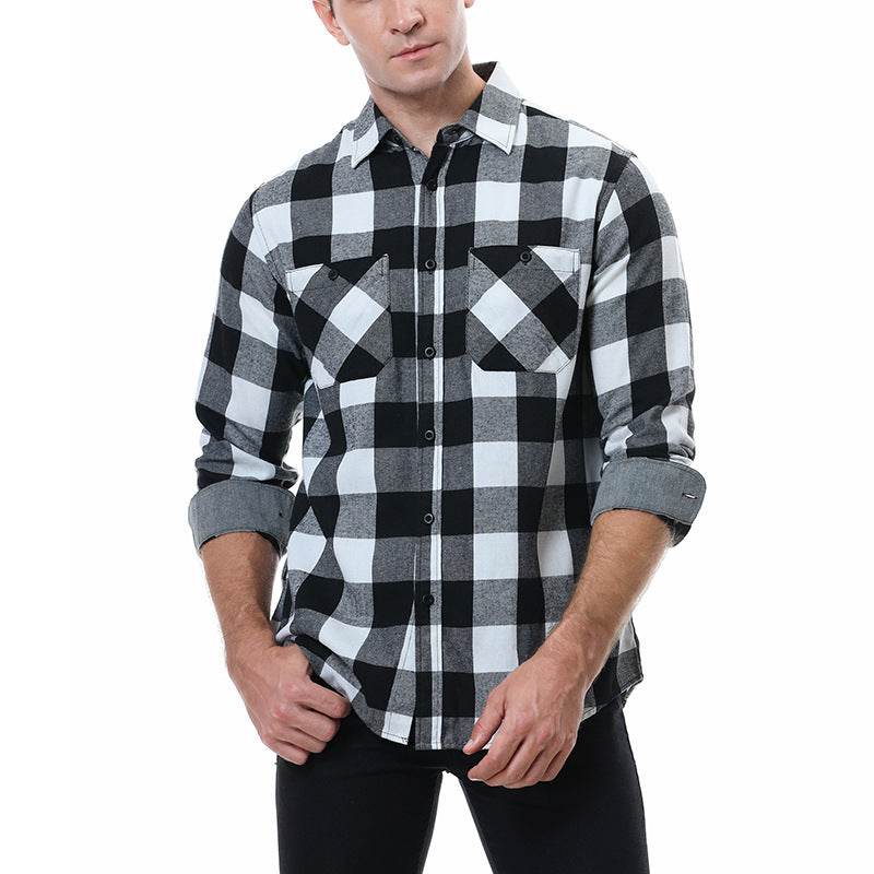Men's Plaid Flannel Brushed Thermal Shirt - Mubimart
