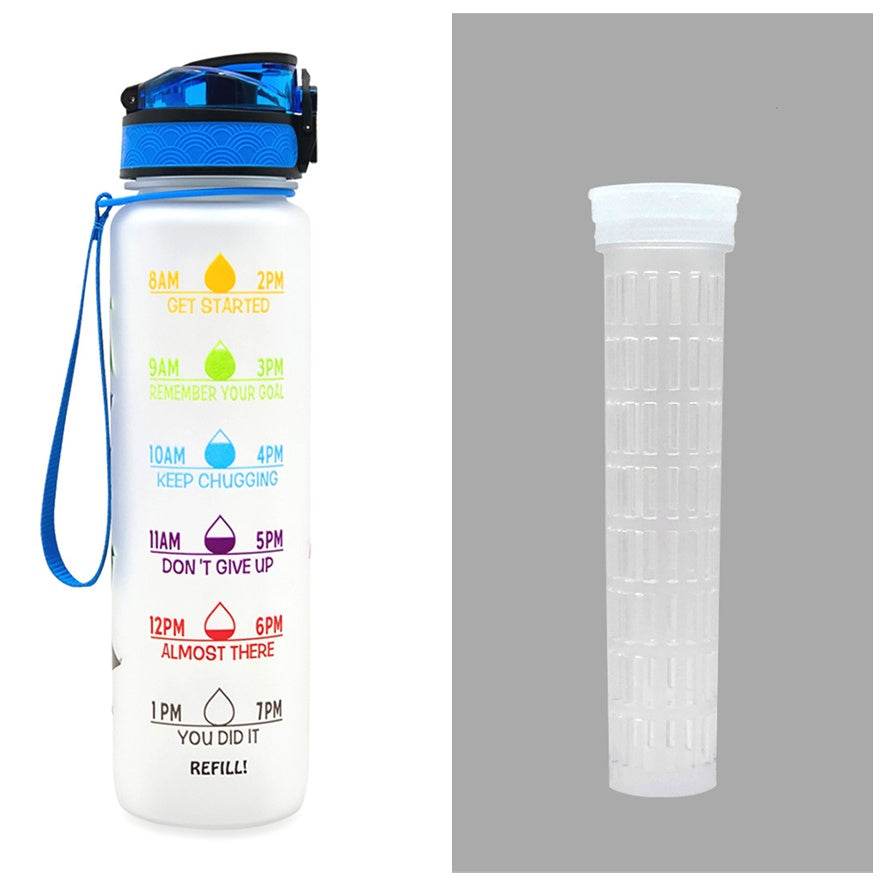 1L Tritan Water Bottle With Time Marker Bounce Cover Motivational Water Bottle Cycling Leakproof Cup For Sports Fitness Bottles - Mubimart
