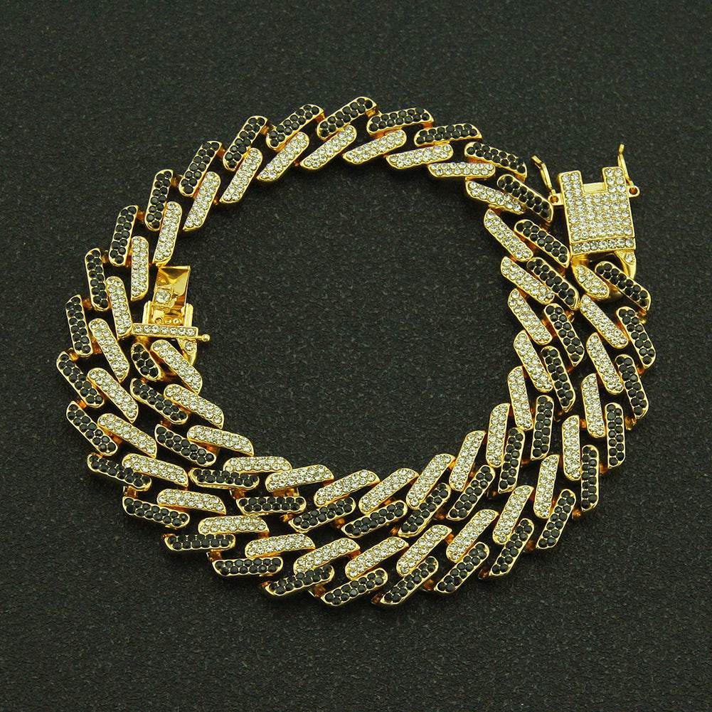 Mens Fashion With Colored Diamonds Geometric Square Cuban Chain Necklace - Mubimart