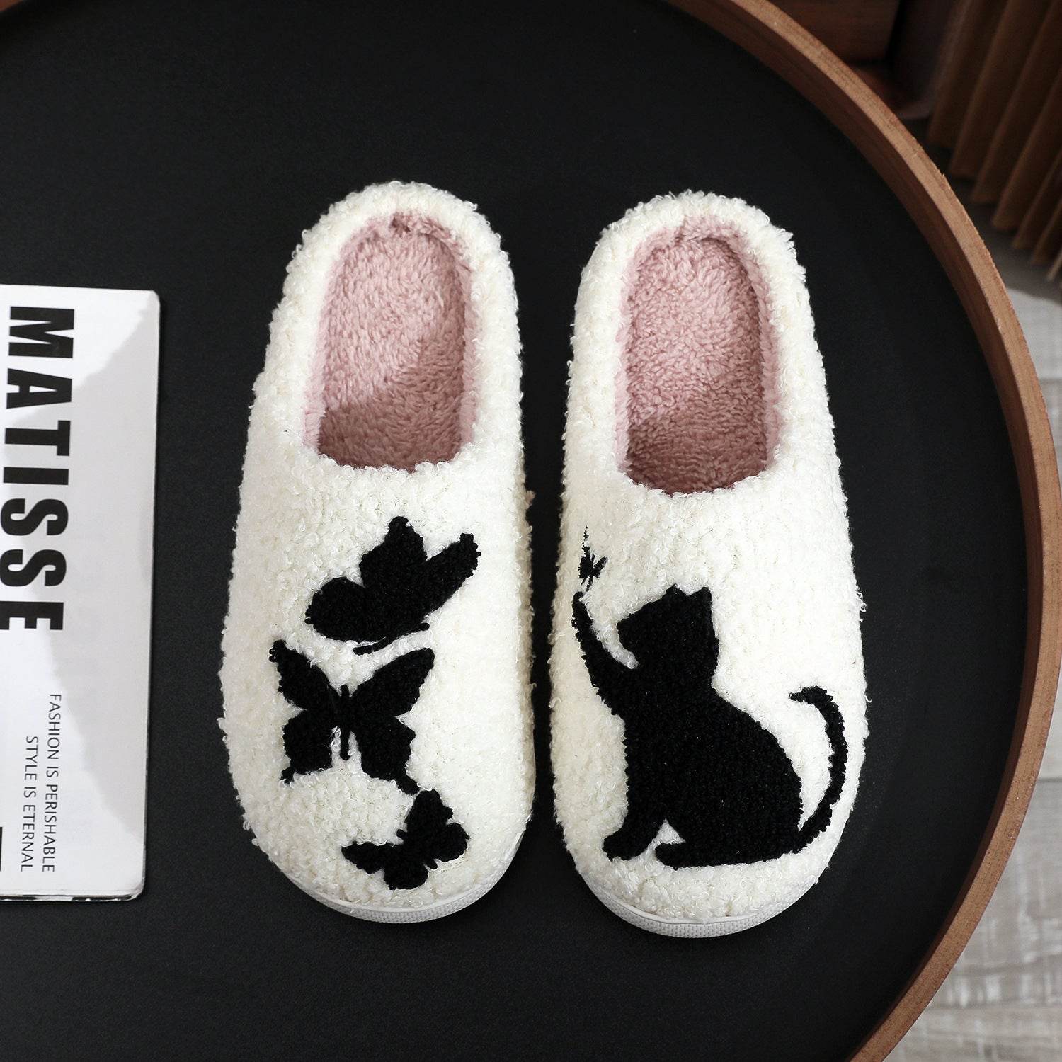 Embroidery Cotton Slippers Home Winter Comfortable Woolen Slipper - Mubimart