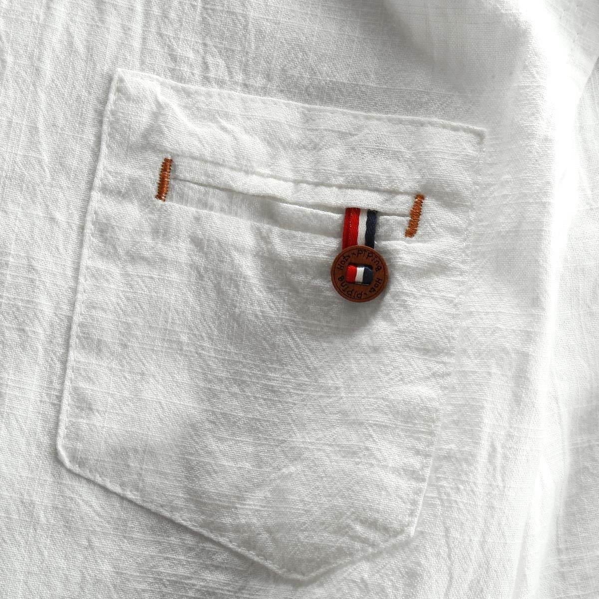 Summer Men's Linen Cotton And Linen Shirt - Mubimart