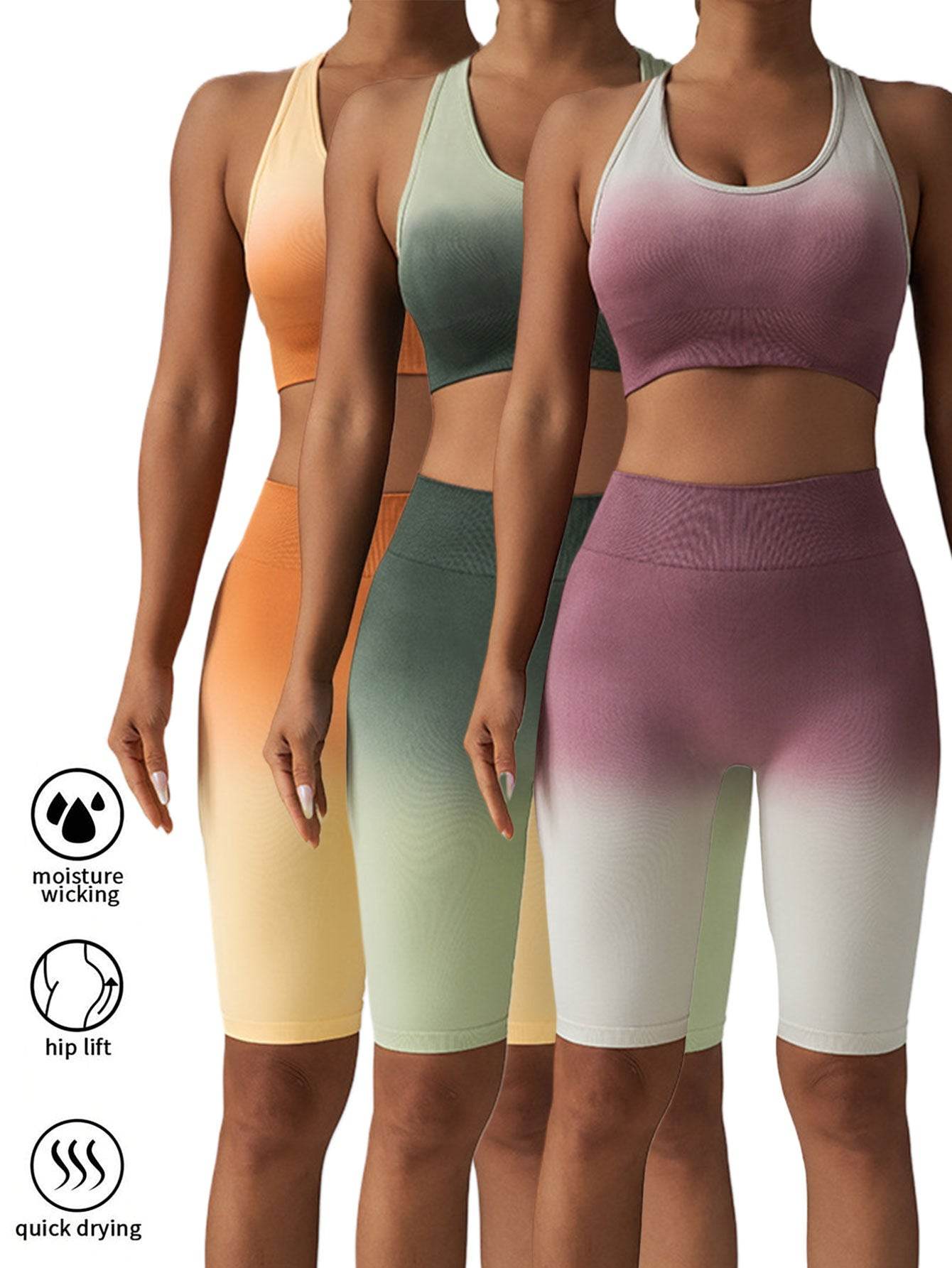 3 Pack Women Workout Shorts Scrunch Shorts Seamless High Waisted Contour Gym Yoga Biker Shorts - Mubimart