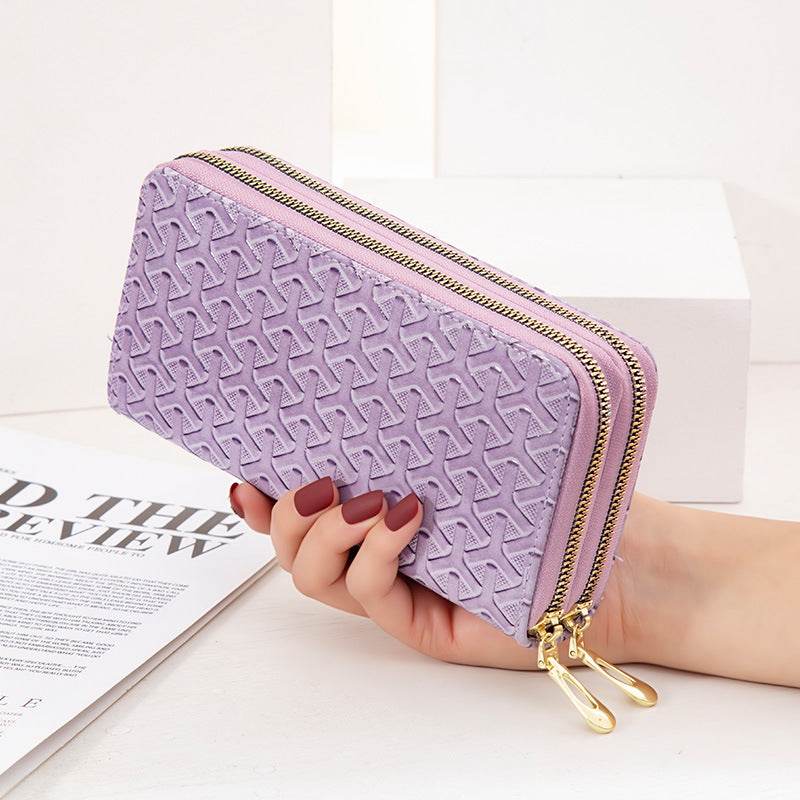 Large Capacity Double Layer Bright Leather Striped Mobile Phone Bag - Mubimart
