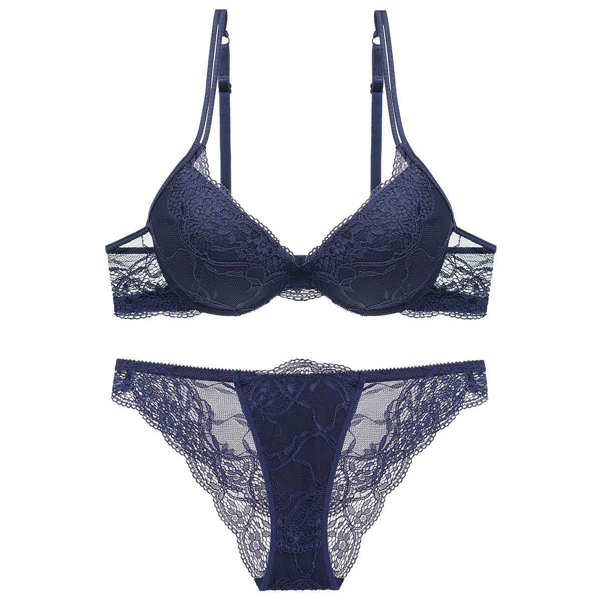 Young Women's Lace Push Up Bra Set - Mubimart