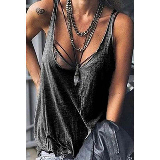 Solid Color Camisole Top T Shirt Plus Size - Mubimart