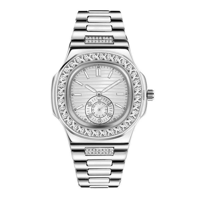 Mens Fashion Alloy Band Diamond Gifts Watches - Mubimart