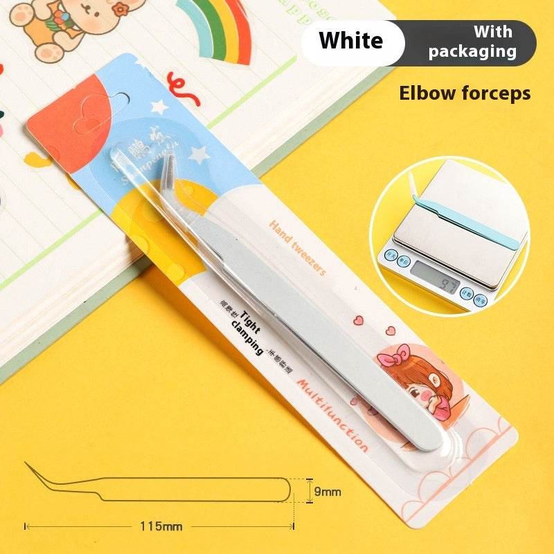 Hand Account Tweezers Stainless Steel Color DIY Elbow Clip Hand Tool Goo Card Tweezers - Mubimart
