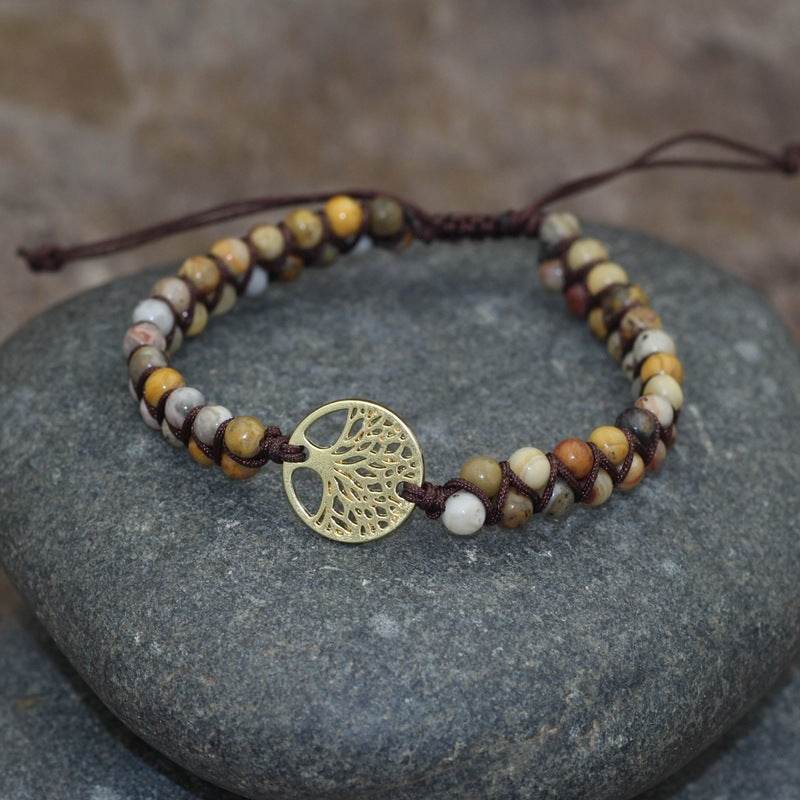 Natural Stone Tree Of Life Charm Bracelet Women - Mubimart