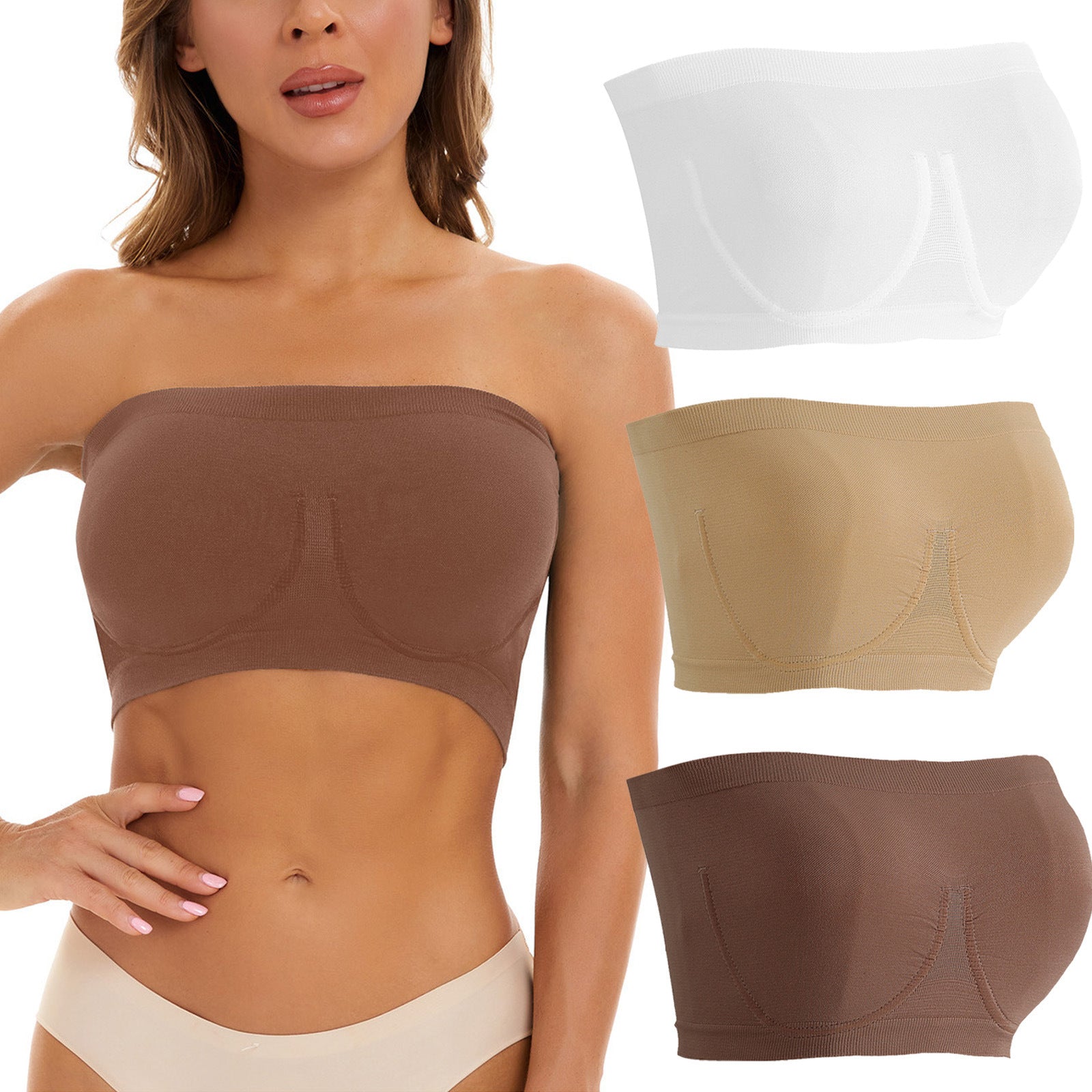 Plus Size Women's Seamless Bandeau Bra - Mubimart -  