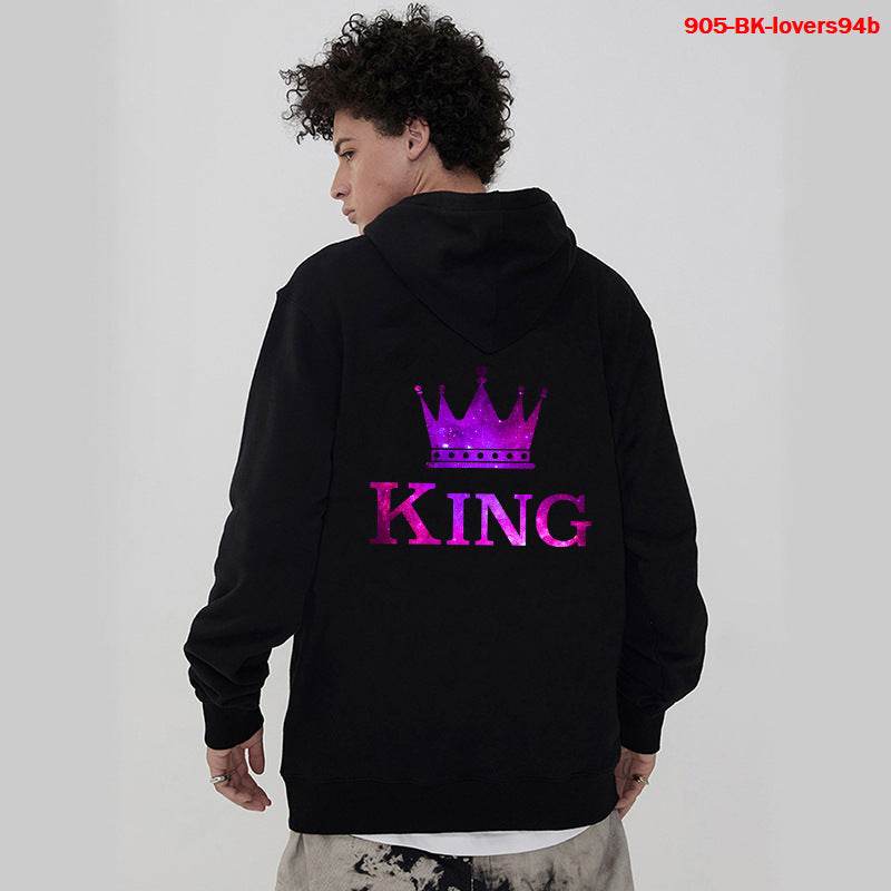 Women Hoodies King Queen Printed Sweatshirt Lovers - Mubimart