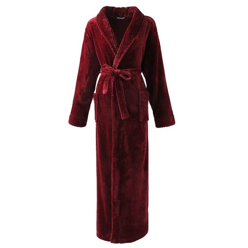 Women's Nightgown Autumn And Winter Long Flannel Pajamas One Pair Of Lovers Thick Coral Fleece Men's Plus Size Winter Bathrobe - Mubimart