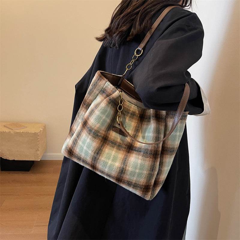 Fashion Personality Plaid Tote Bag For Women - Mubimart