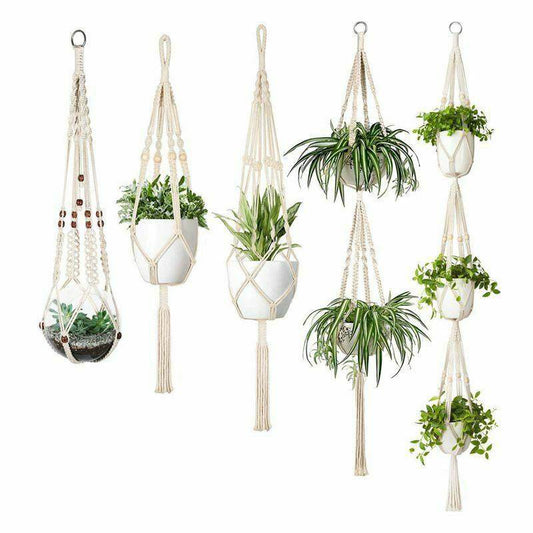 4 Pack - Macrame Hanging Baskets - Mubimart
