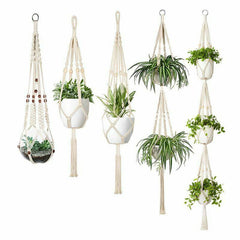 4 Pack - Macrame Hanging Baskets - Mubimart -  