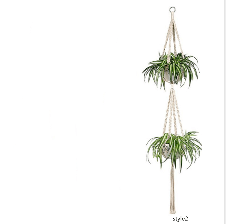 4 Pack - Macrame Hanging Baskets - Mubimart