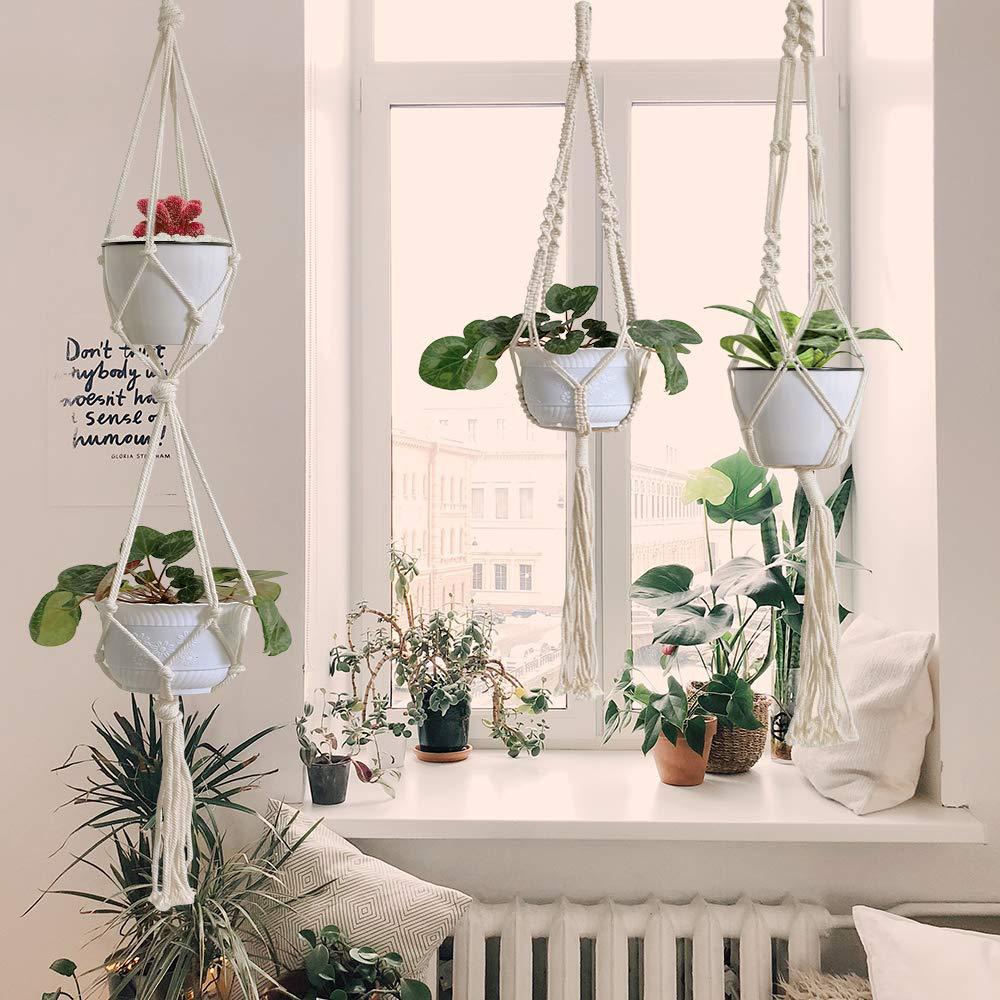 4 Pack - Macrame Hanging Baskets - Mubimart -  