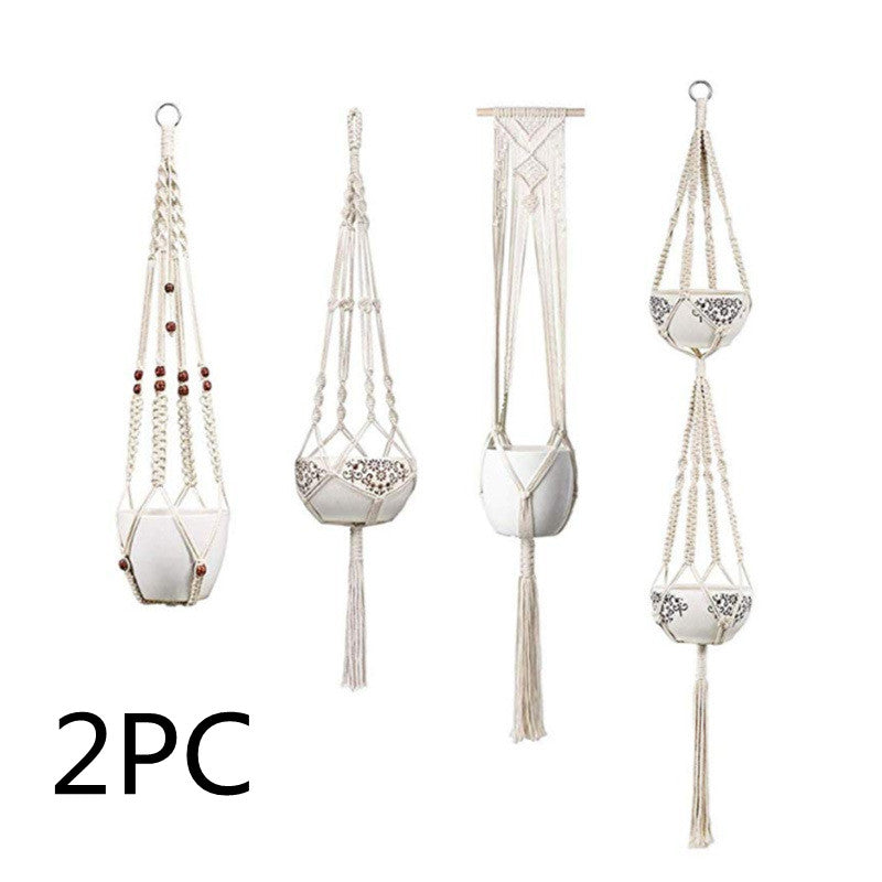 4 Pack - Macrame Hanging Baskets - Mubimart -  