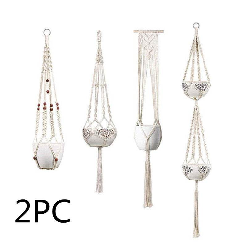 4 Pack - Macrame Hanging Baskets - Mubimart