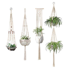 4 Pack - Macrame Hanging Baskets - Mubimart - Decorative basket 