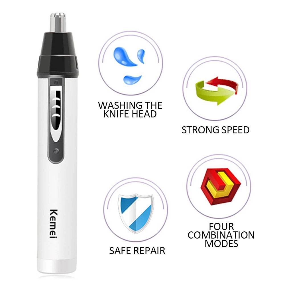 4 in1 Electric Nose Ear Trimmer Nasal Hair Cut Clipper Unisex Hair Removal Eyebrow Trimer Beard Shaving Machine Scissors Razor - Mubimart