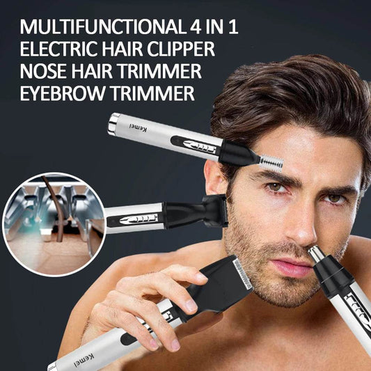 4 in1 Electric Nose Ear Trimmer Nasal Hair Cut Clipper Unisex Hair Removal Eyebrow Trimer Beard Shaving Machine Scissors Razor - Mubimart
