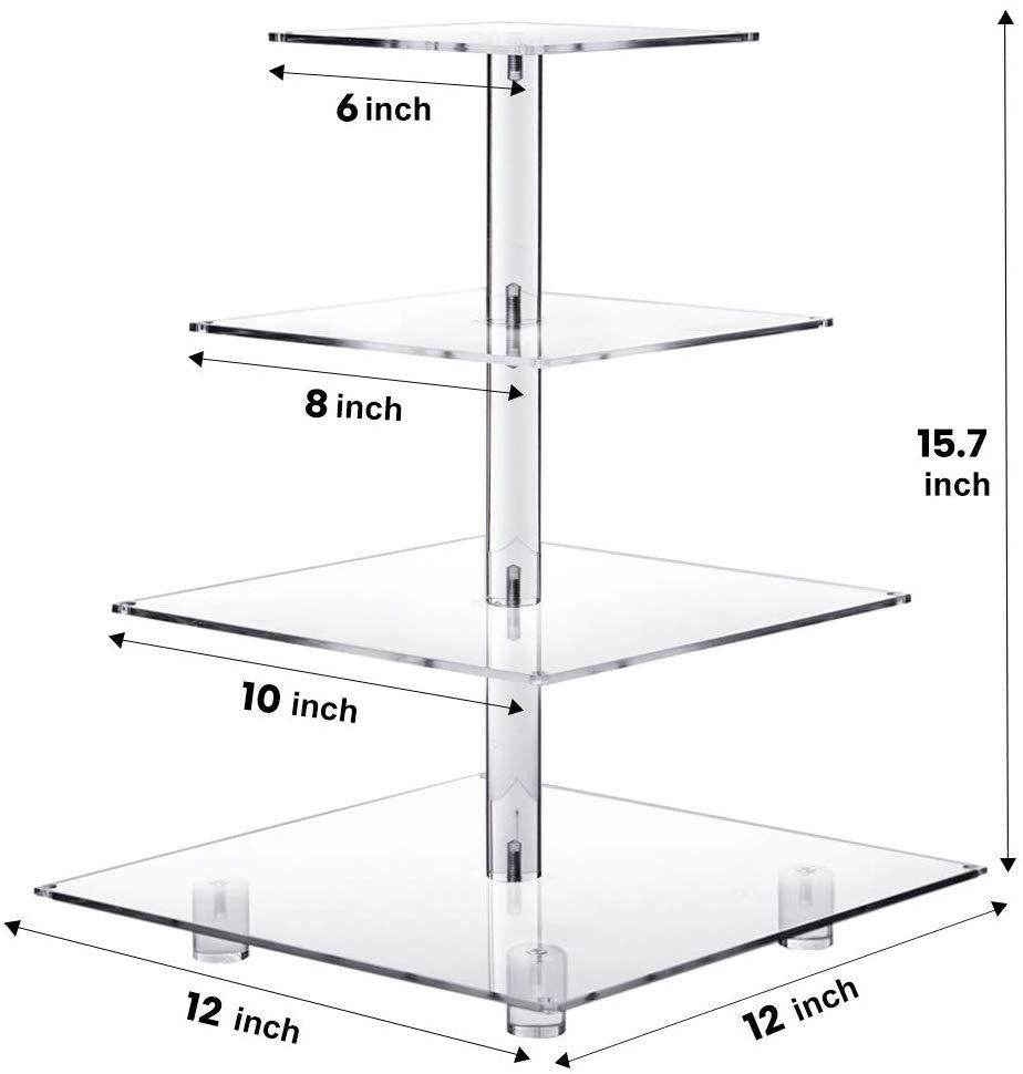 4-layer Thickened Square Acrylic Luminous Cake Stand Led Lights Wedding Holiday Display Stand Candy Stand Wedding Props - Mubimart