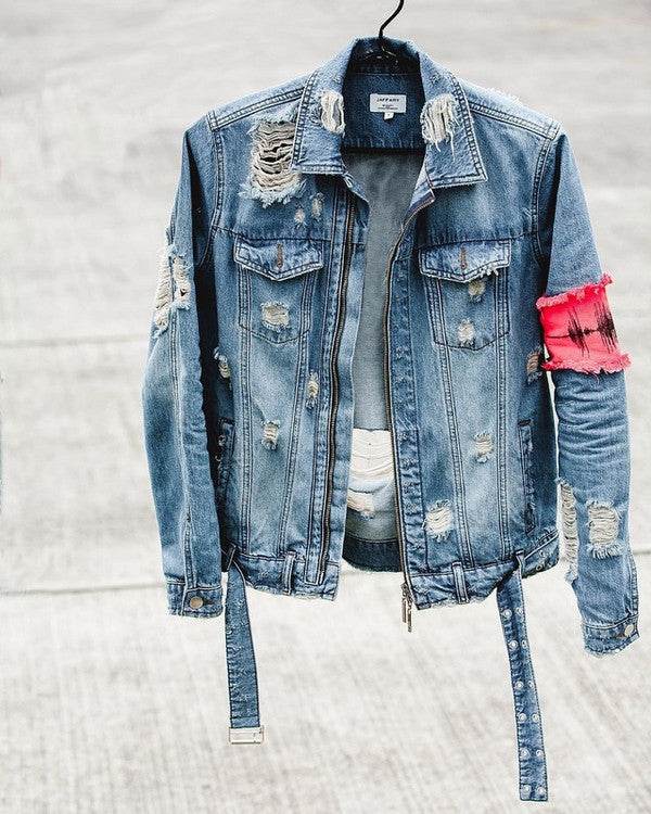 Denim jacket embroidery denim - Mubimart