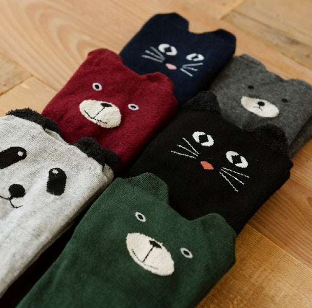 Japanese cartoon panda stereo ear over the knee socks cotton female socks high socks female socks Japanese spring and autumn socks - Mubimart -  