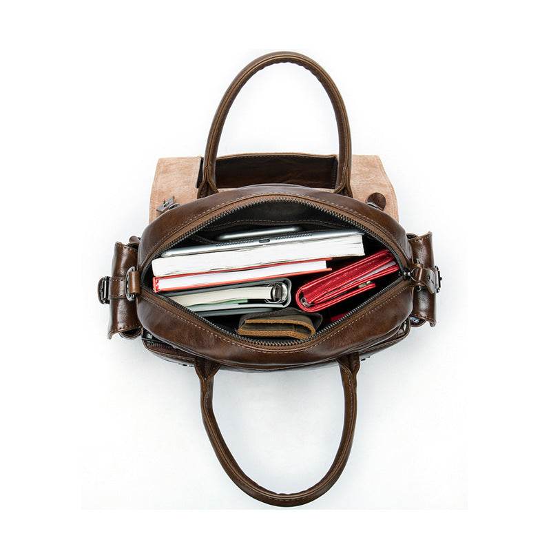 Multifunctional Retro Leather Backpack Women - Mubimart