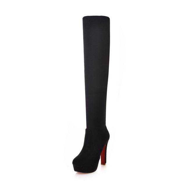 Waterproof platform over the knee boots - Mubimart