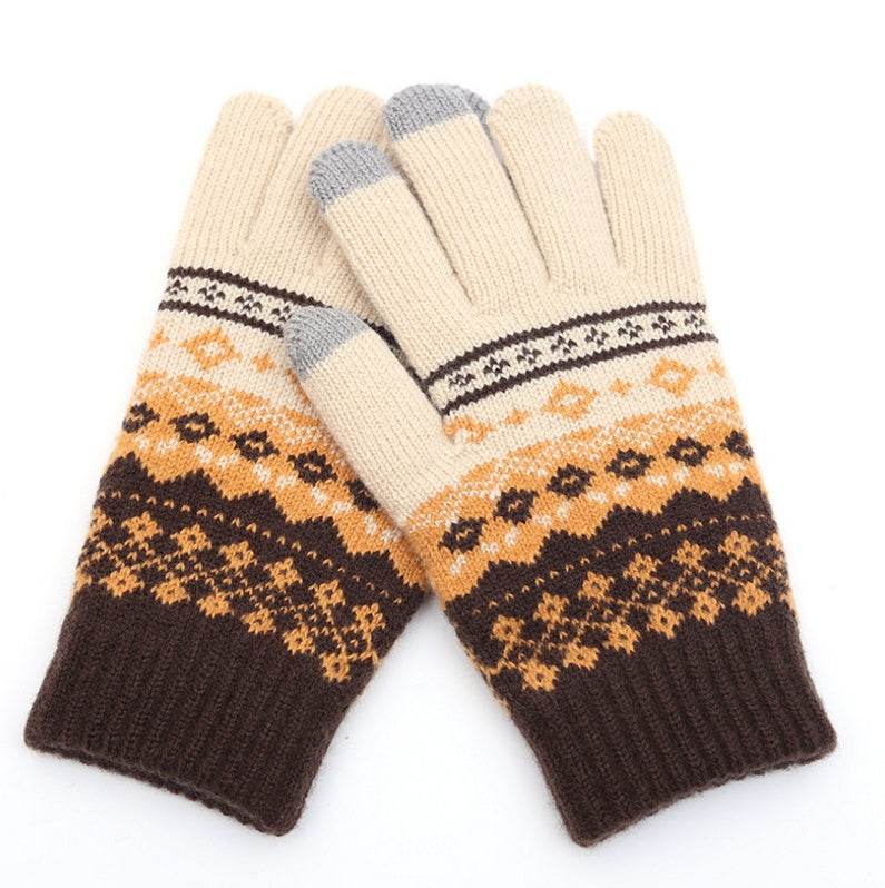 Couple knitted gloves touch screen gloves - Mubimart