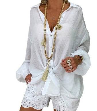 Women Shirts Casual Ripped Female blouse - Mubimart